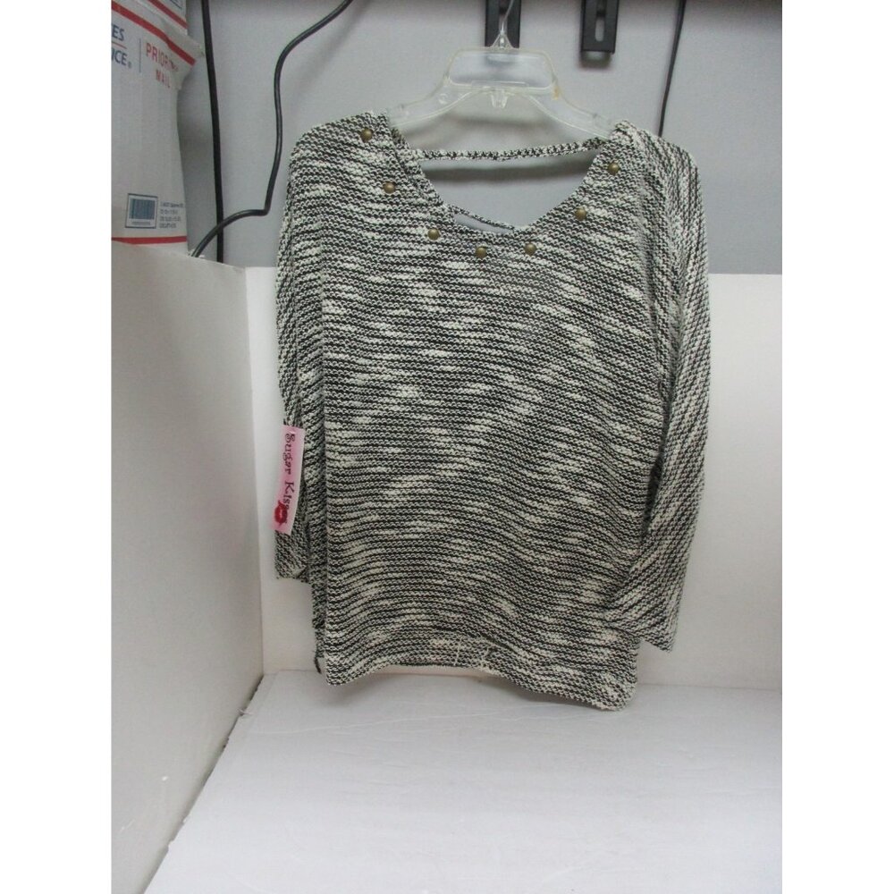 Sugar Kisses Women's Plus  Black /White Tweed Top Size 1X New !!!